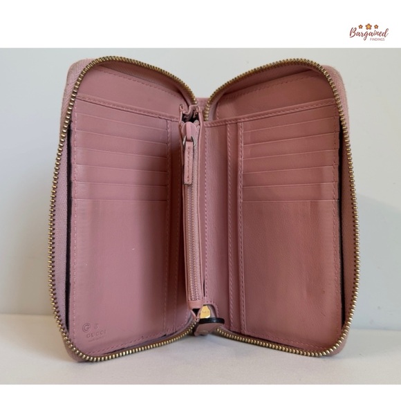 Authentic GUCCI Pink Micro-Guccissima Embossed Leather Compact Zippy Wallet - Picture 7 of 13